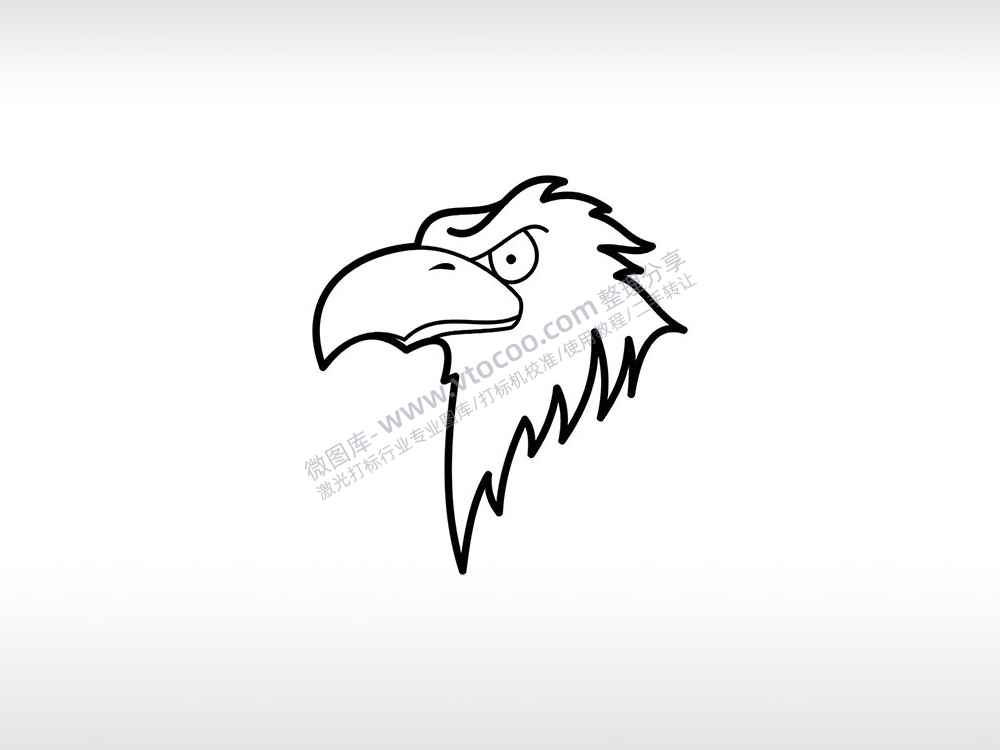老鹰头猛禽锐利AI8.0格式激光打标文件通用矢量图
