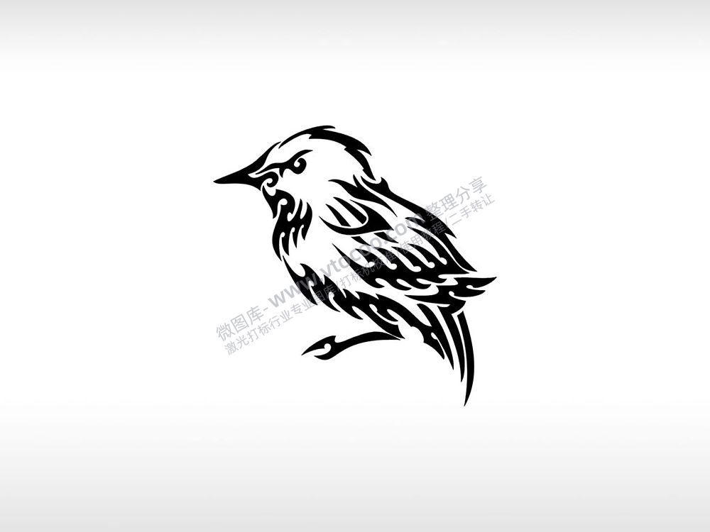 鸟快乐自由描绘图AI8.0格式激光打标文件通用矢量图