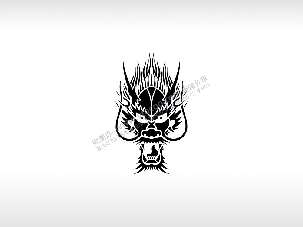 龙头威严辟邪龙年2024年AI8.0格式激光打标文件通用矢量图