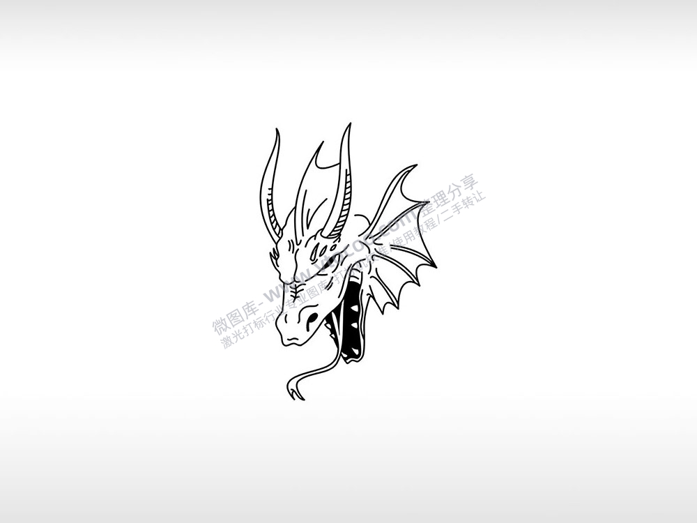 蛟龙龙头logo吐息邪恶AI8.0格式激光打标文件通用矢量图