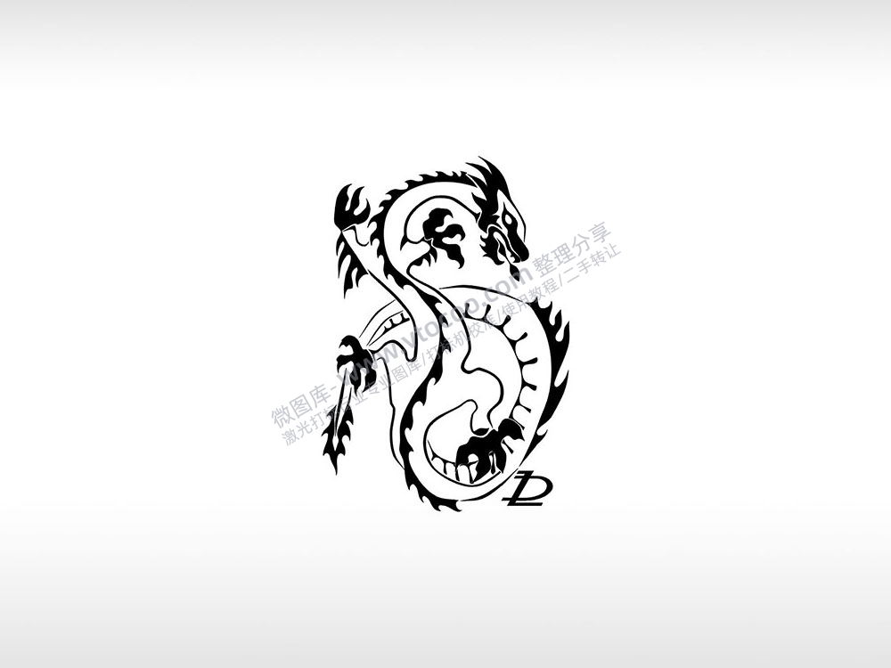 圣龙LD吐息龙爪龙族AI8.0格式激光打标文件通用矢量图