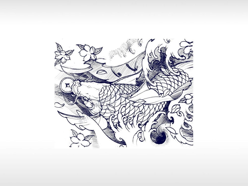 鲤鱼跳龙门金昌鱼浪花钱币硬币位图激光打标图