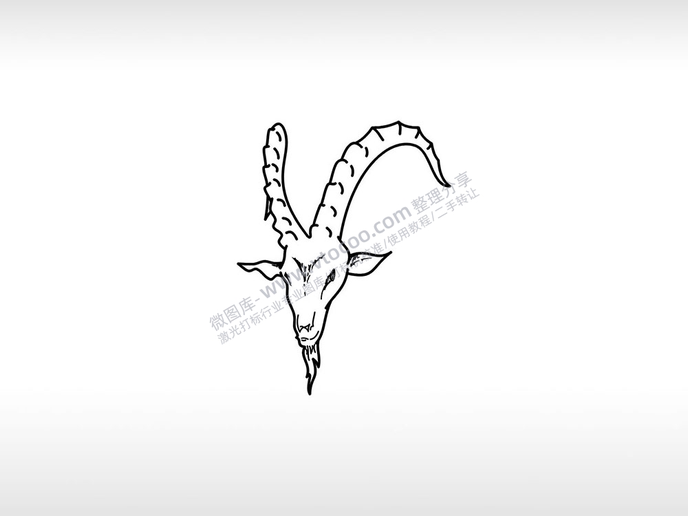 白羊村长胡须羊角和蔼AI8.0格式激光打标文件通用矢量图