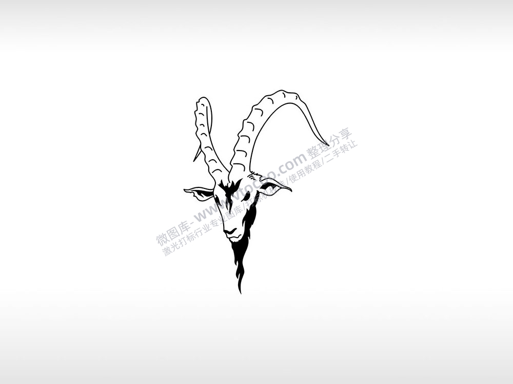 羊村长胡须威严羊头logoAI8.0格式激光打标文件通用矢量图