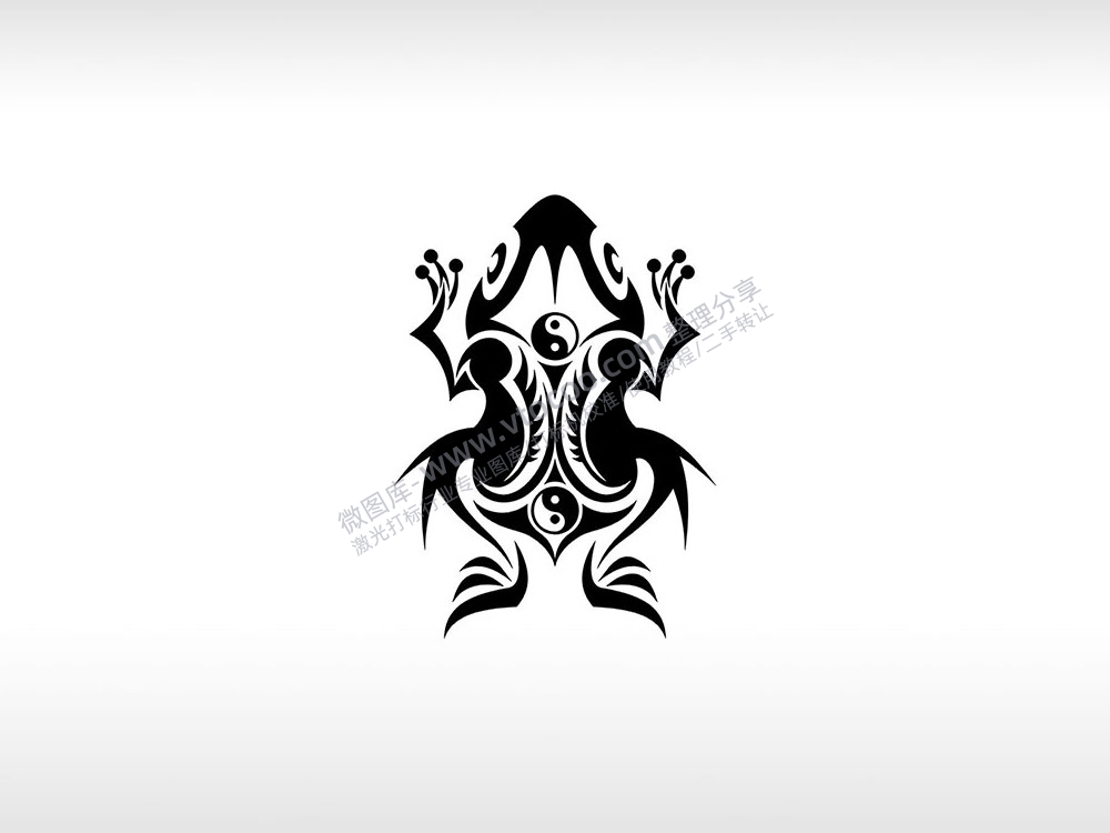 阴阳青蛙八卦AI8.0格式激光打标文件通用矢量图