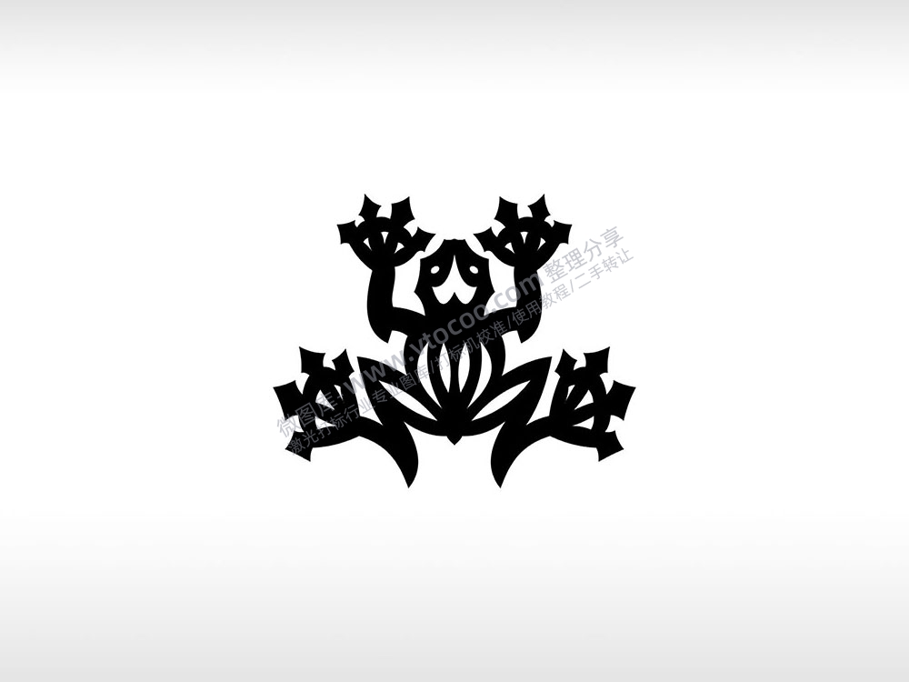 青蛙池塘荷花AI8.0格式激光打标文件通用矢量图