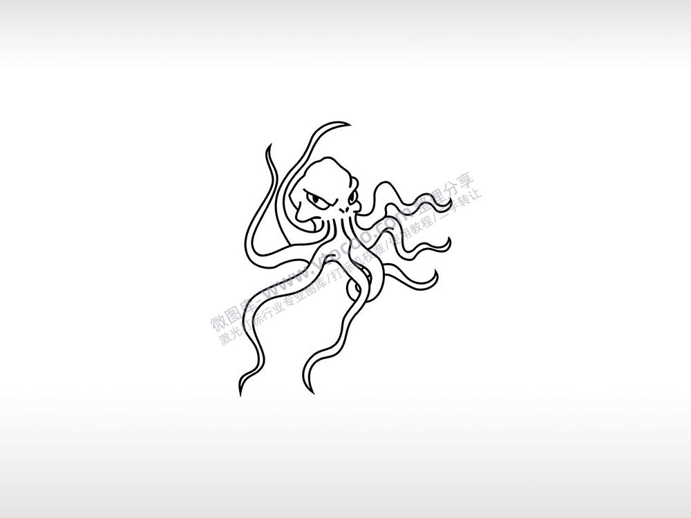 章鱼核废水章鱼哥海洋动物AI8.0格式激光打标文件通用矢量图