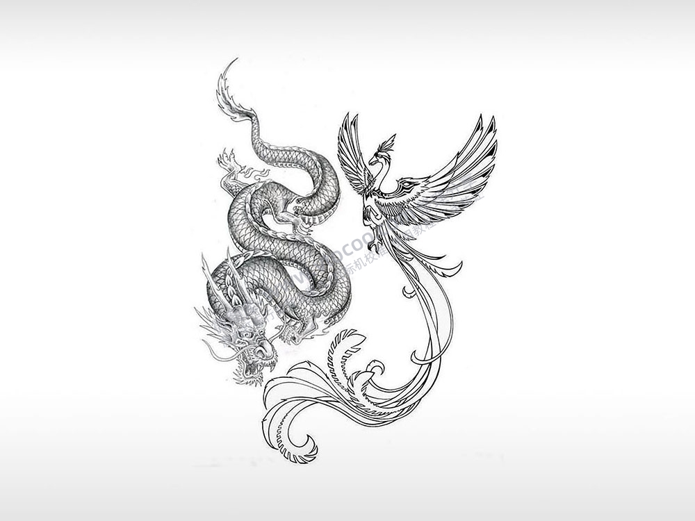 龙凤呈祥龙凤凰吉祥权力尊严龙和凤凰通用位图激光打标文件