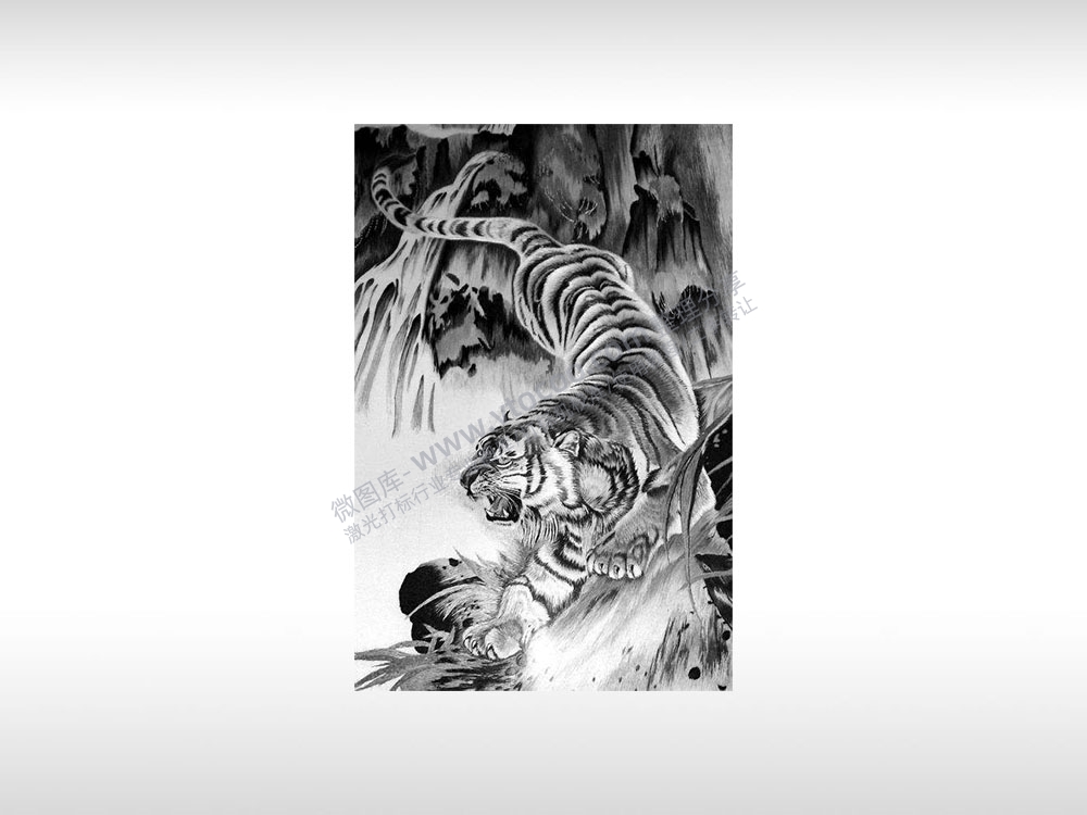 虎下山虎老虎夜虎猛兽凶猛捕猎通用位图激光打标文件