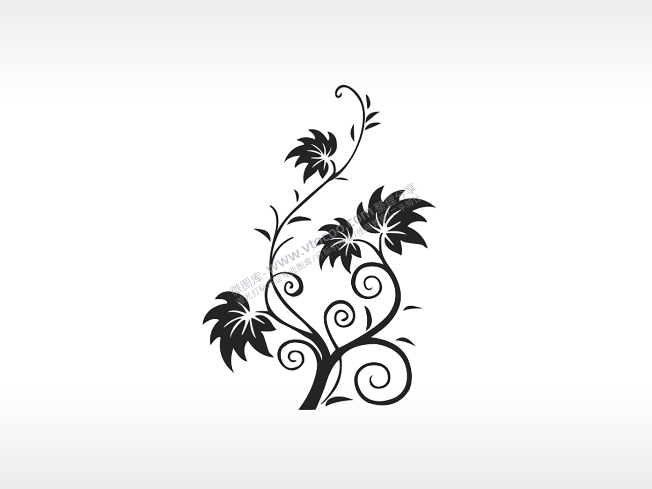 藤曼剪影简笔画雕刻激光打标文件通用位图