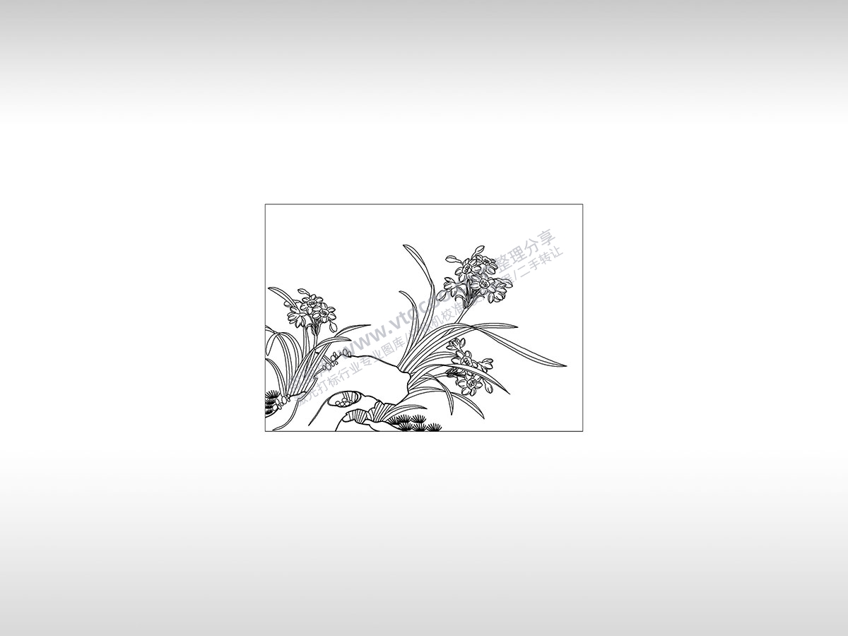 兰花美好向往草地PLT格式激光打标文件通用矢量图