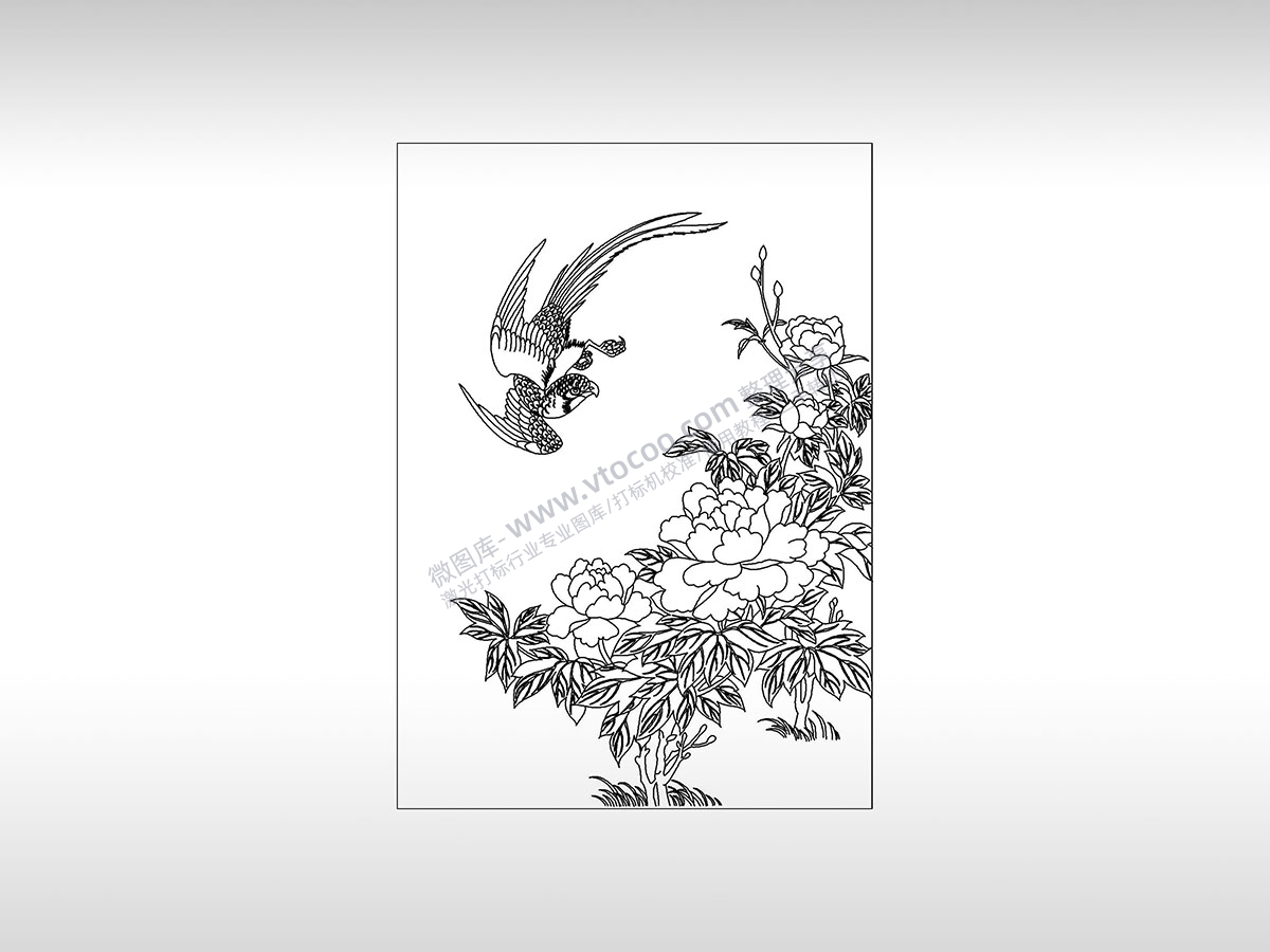 花鸟图鸟儿盘旋吉祥如意喜鹊报喜PLT格式激光打标文件通用矢量图