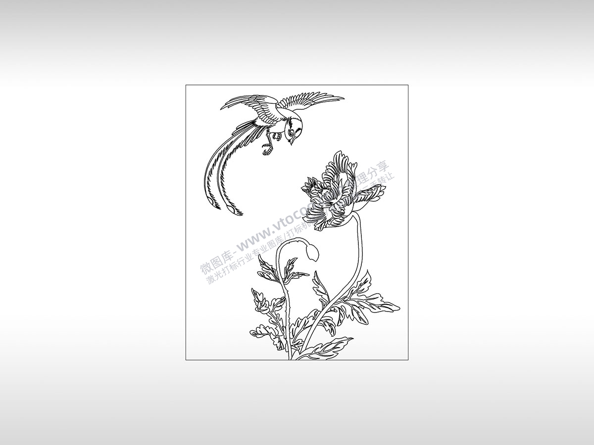 喜鹊喜庆鸟语花香花蕾PLT格式激光打标文件通用矢量图