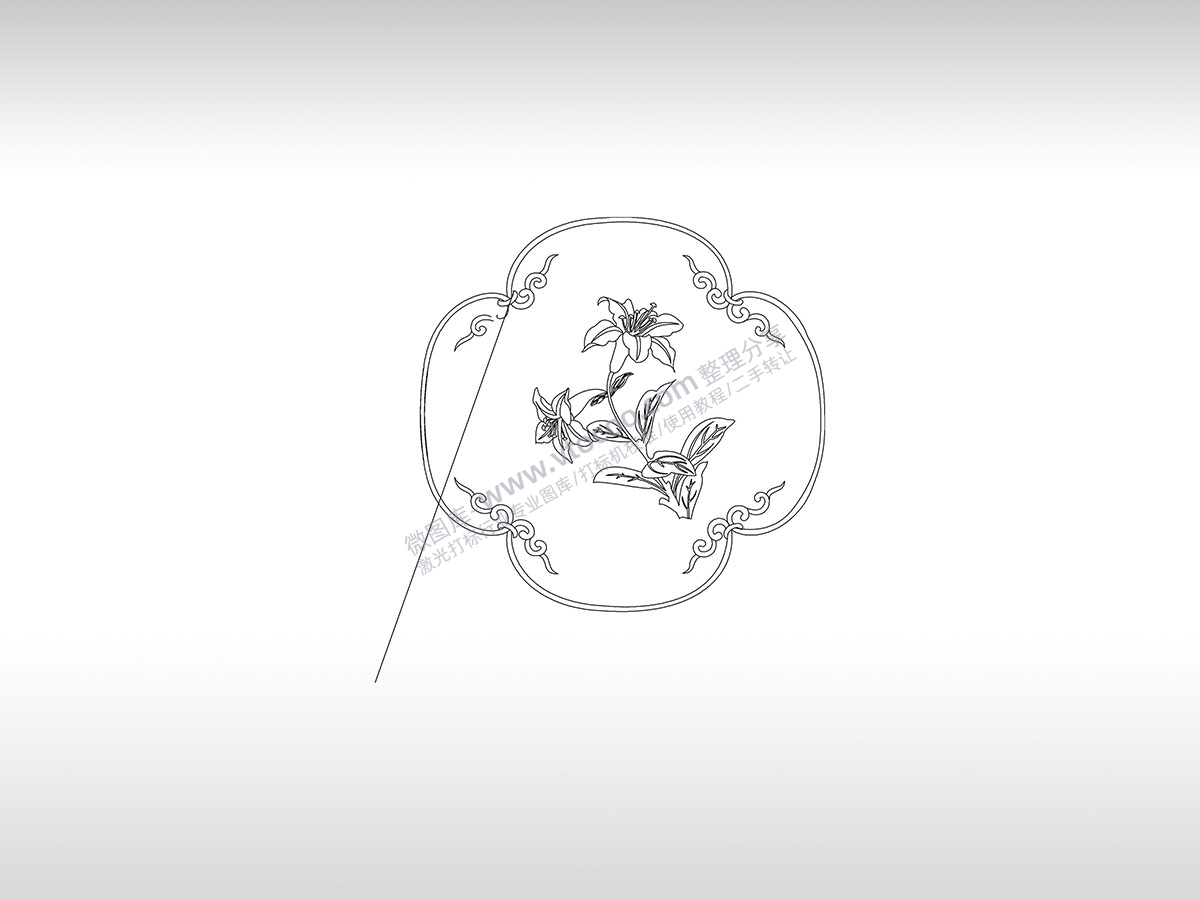 刺绣花蕾兰花朵朵PLT格式激光打标文件通用矢量图