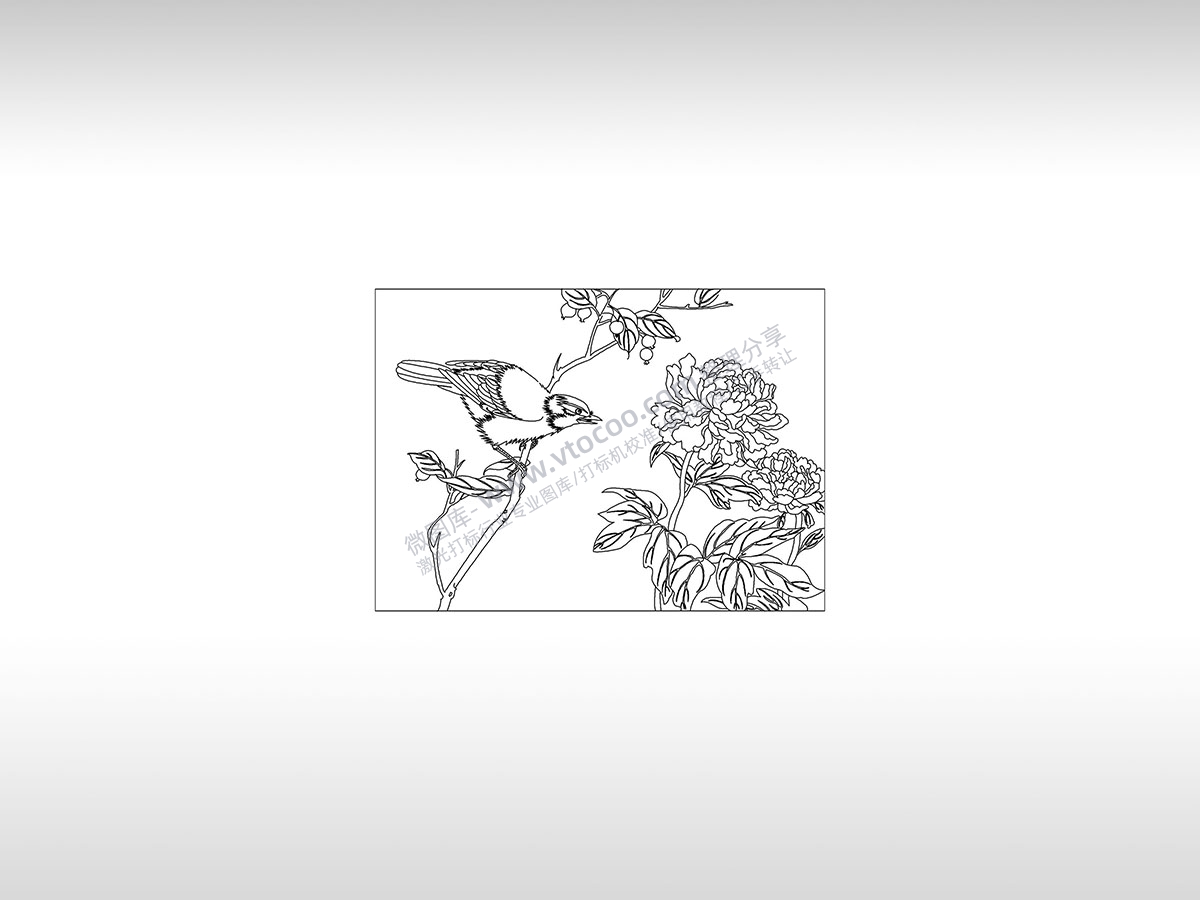 麻雀菊花花鸟线稿春风图PLT格式激光打标文件通用矢量图