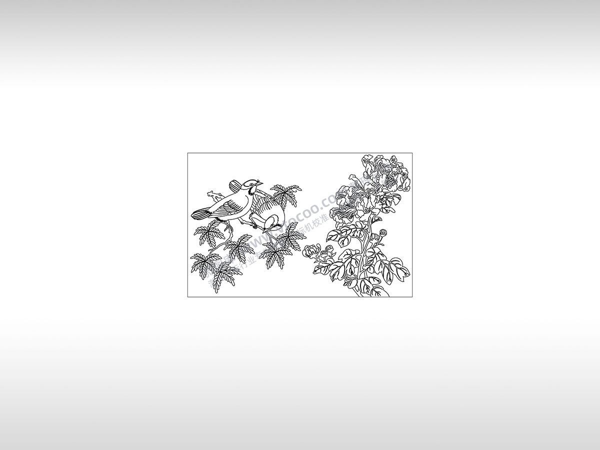 中国传统花鸟图园林描绘PLT格式激光打标文件通用矢量图