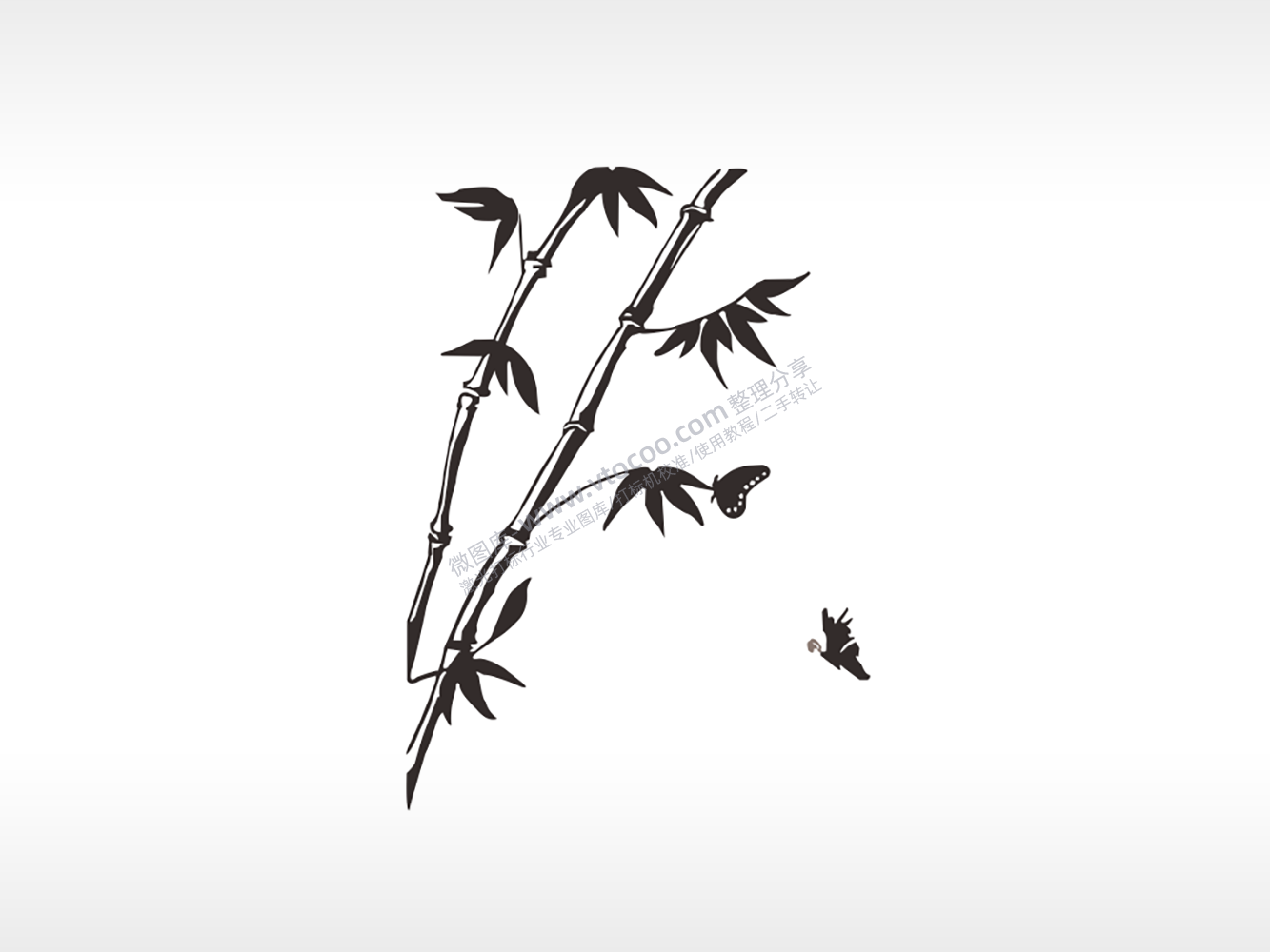 竹子蝴蝶鸟自然美景剪影简笔画简略风激光打标文件通用位图