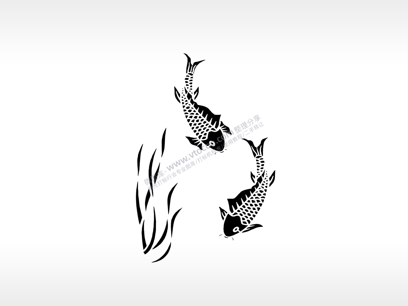 锦鲤水草剪影池塘美好幸运激光打标文件通用位图