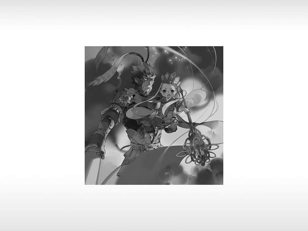 猴子孙悟空孙大圣大话西游手持大刀通用位图激光打标文件