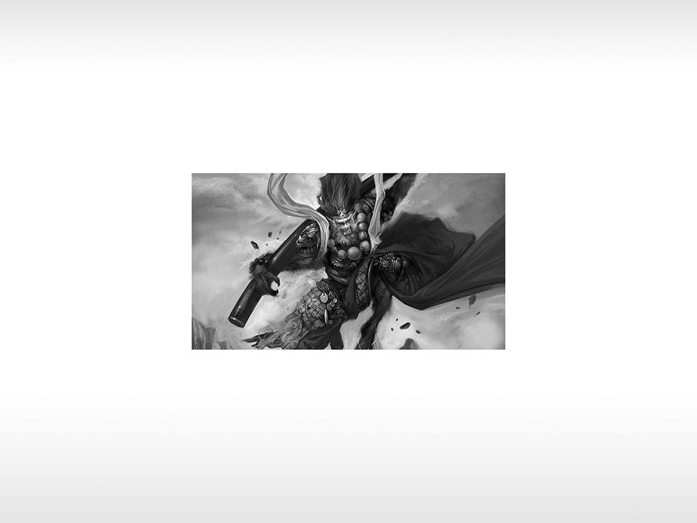 猴子猴王孙大圣孙悟空手持金箍棒通用位图激光打标文件