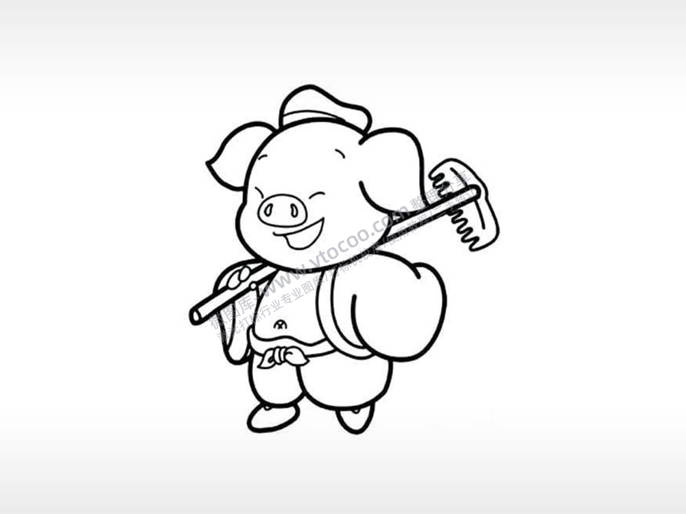 猪八戒西游记卡通动画俺老猪来也雕刻激光打标文件通用位图