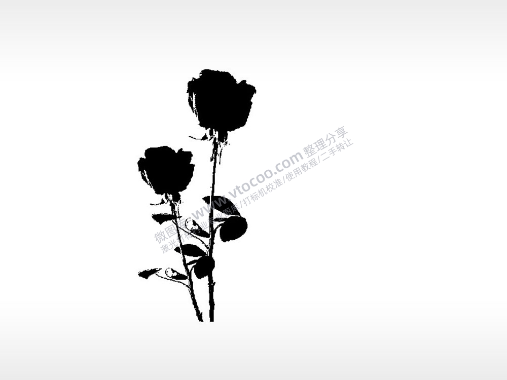 玫瑰花剪影失落凋零雕刻激光打标文件通用位图