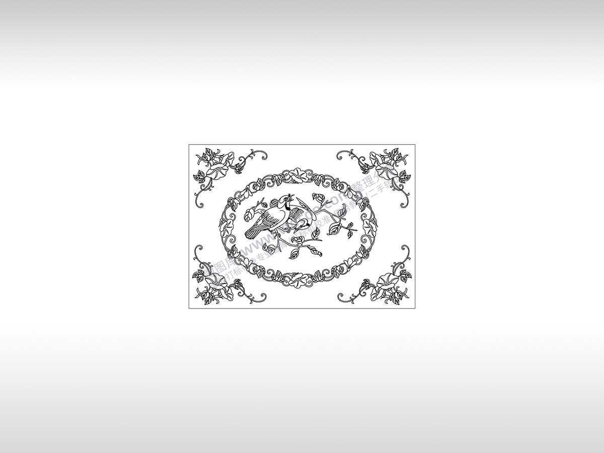 鸟语花香花鸟图中国传统刺绣鸟儿叫PLT格式激光打标文件通用矢量图