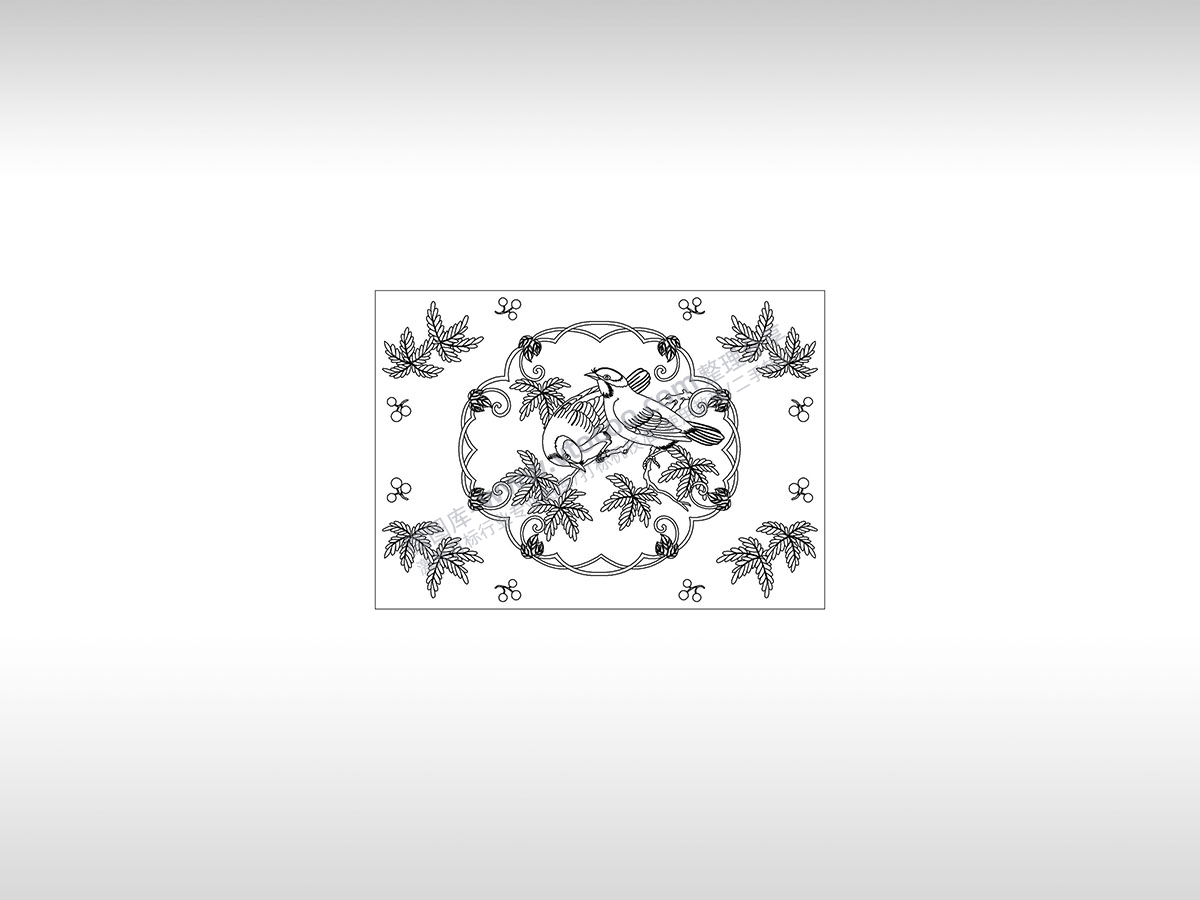 鸟语花香花鸟图中国传统刺绣PLT格式激光打标文件通用矢量图