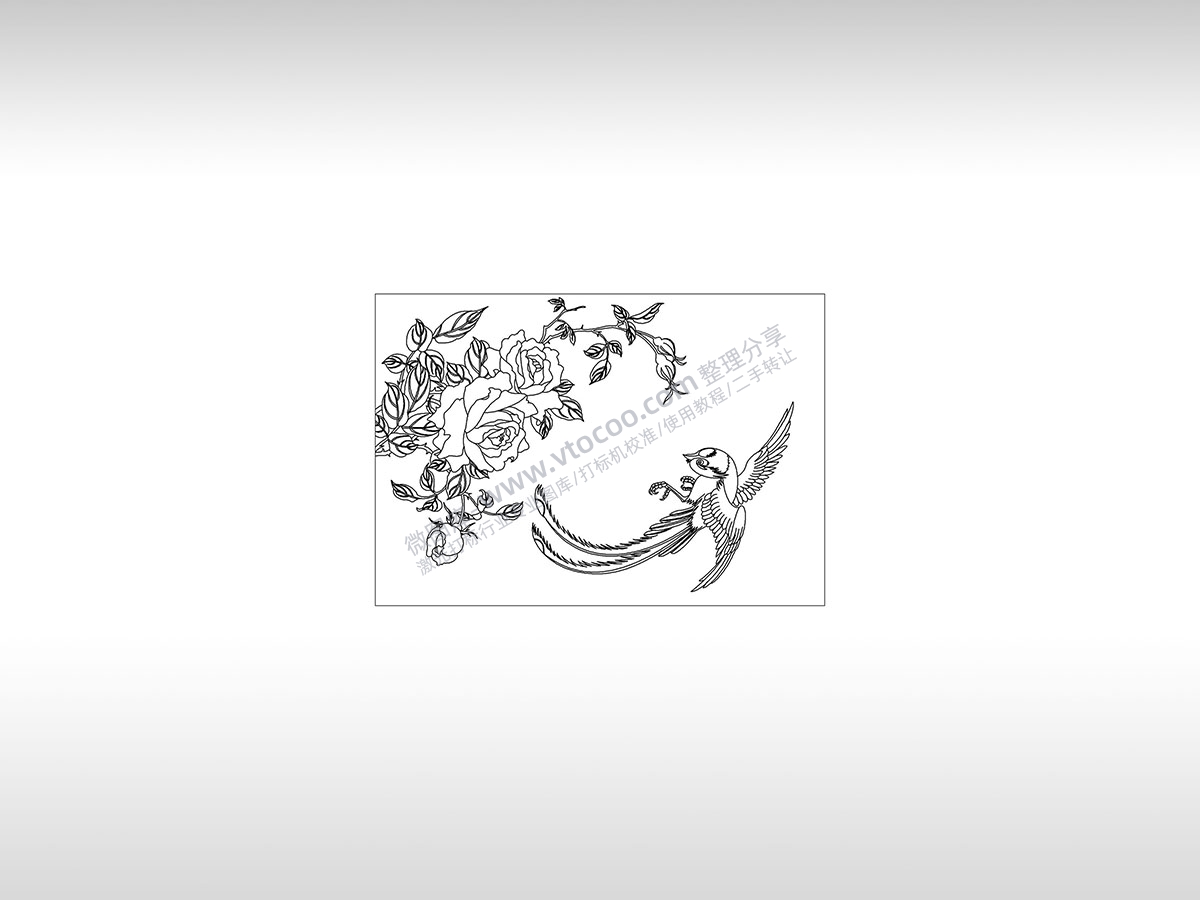 鸟语花香花鸟图燕子自由掏出牢笼枷锁PLT格式激光打标文件通用矢量图
