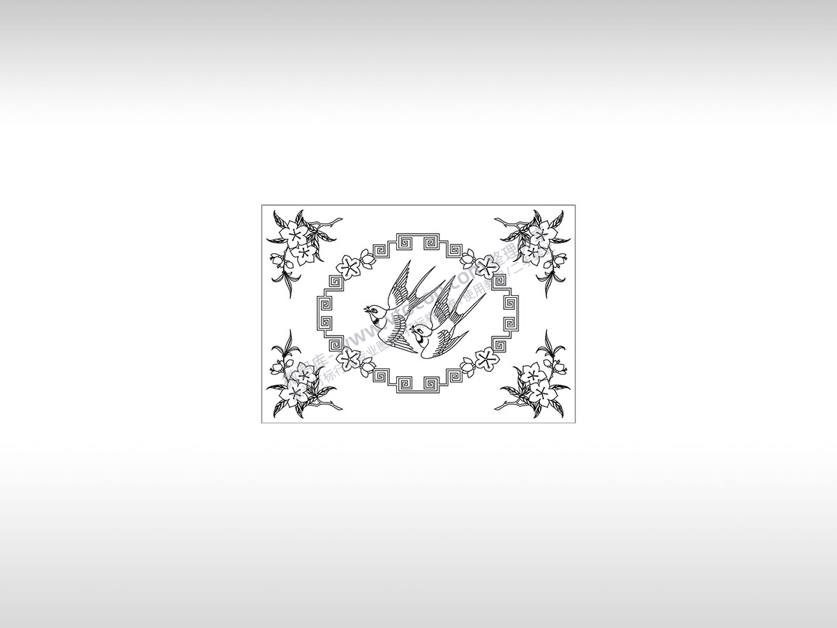 燕子喜庆报喜鸟语花香中国传统刺绣图PLT格式激光打标文件通用矢量图