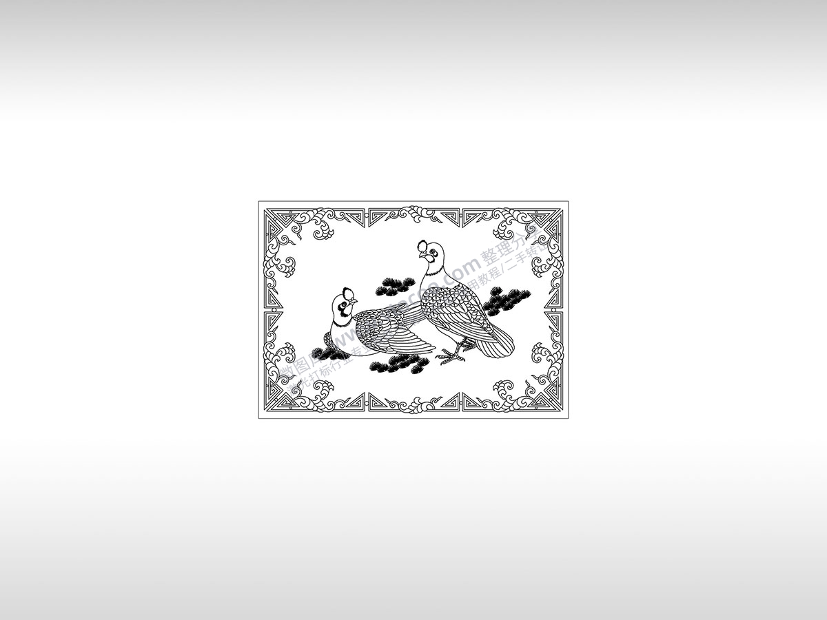 花鸟图鸽子和平中国传统刺绣PLT格式激光打标文件通用矢量图