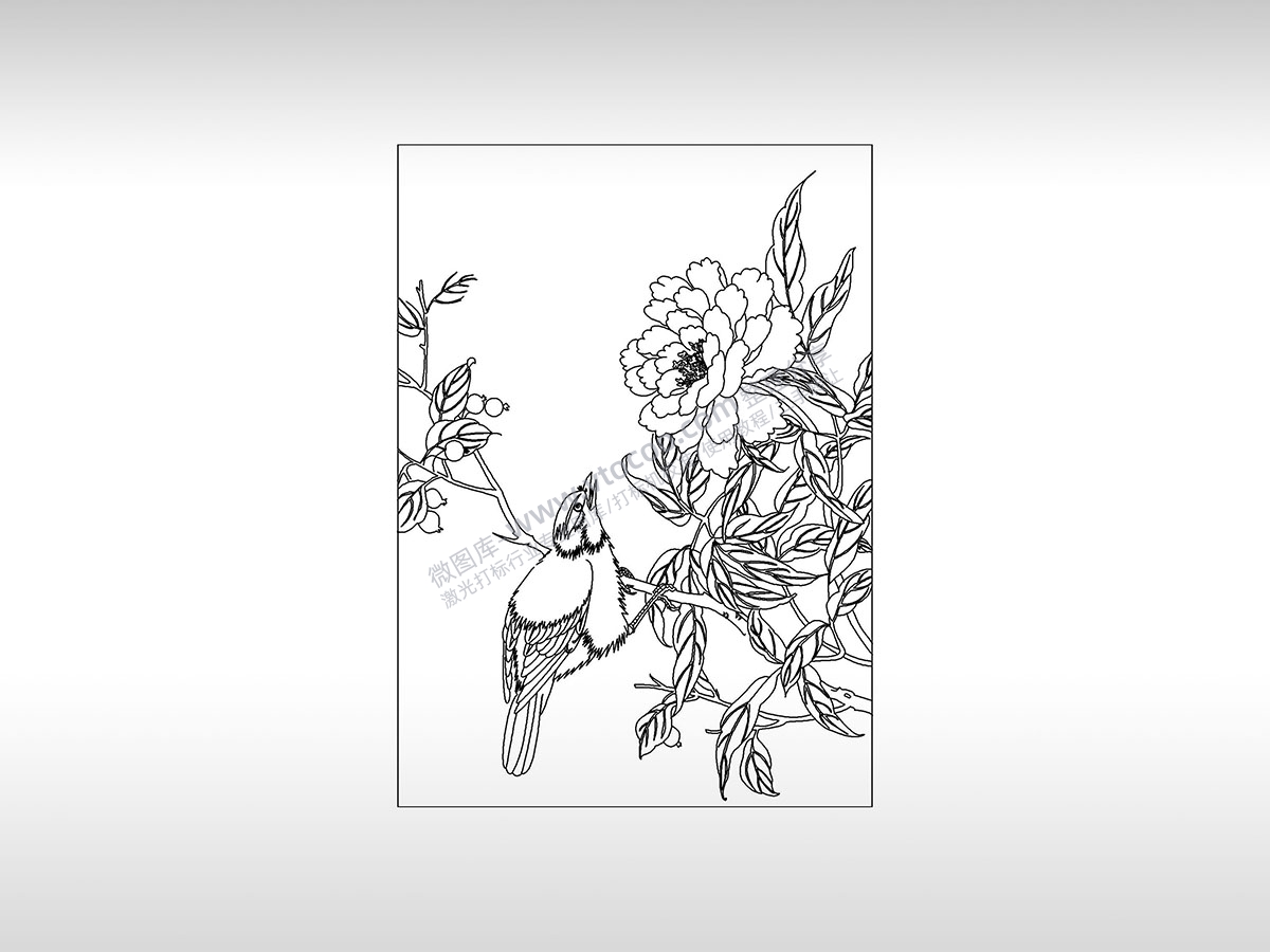 鸟语花香花鸟图自然美景PLT格式激光打标文件通用矢量图