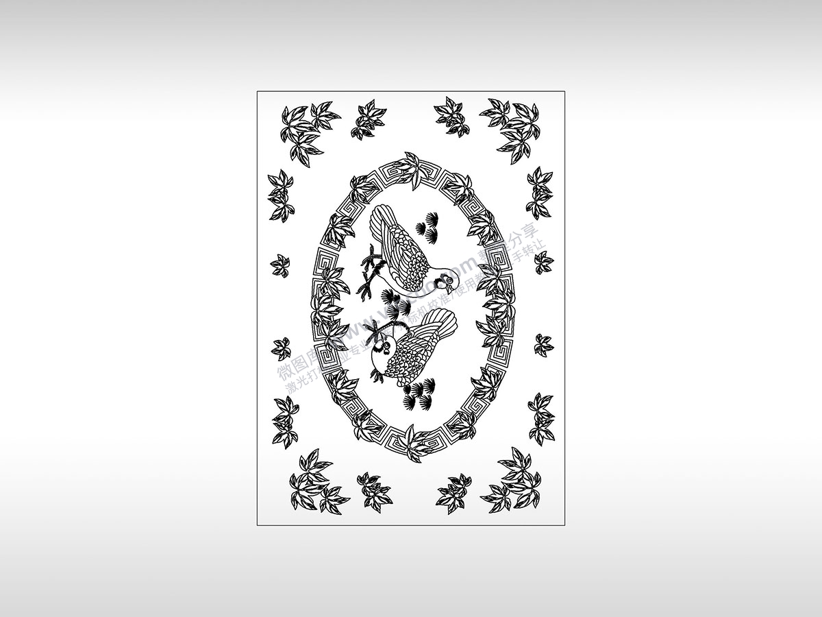 鸟语花香花鸟图鸽子世界和平中国传统刺绣PLT格式激光打标文件通用矢量图