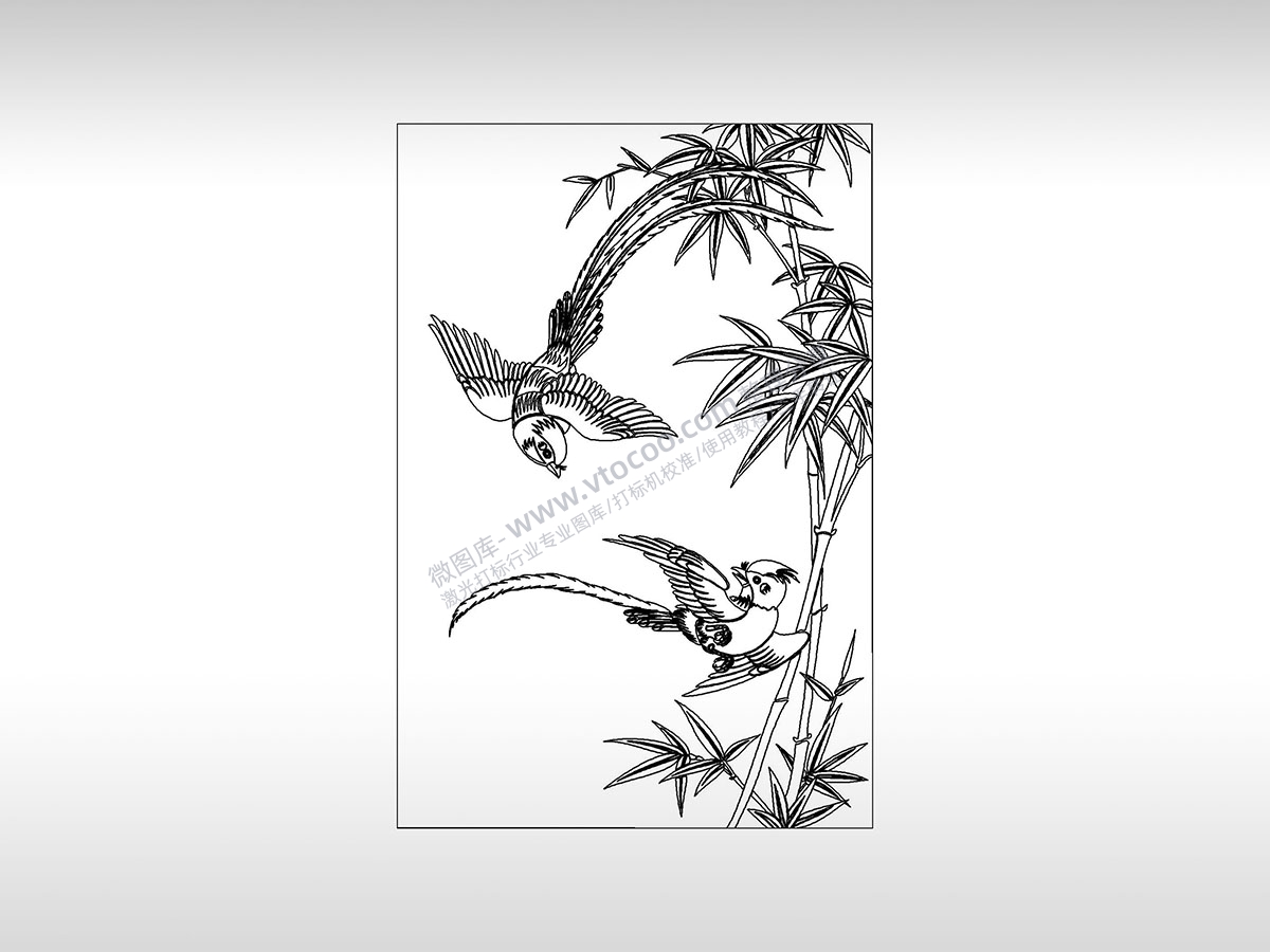 鸟语花香花鸟图燕子喜庆吉祥PLT格式激光打标文件通用矢量图