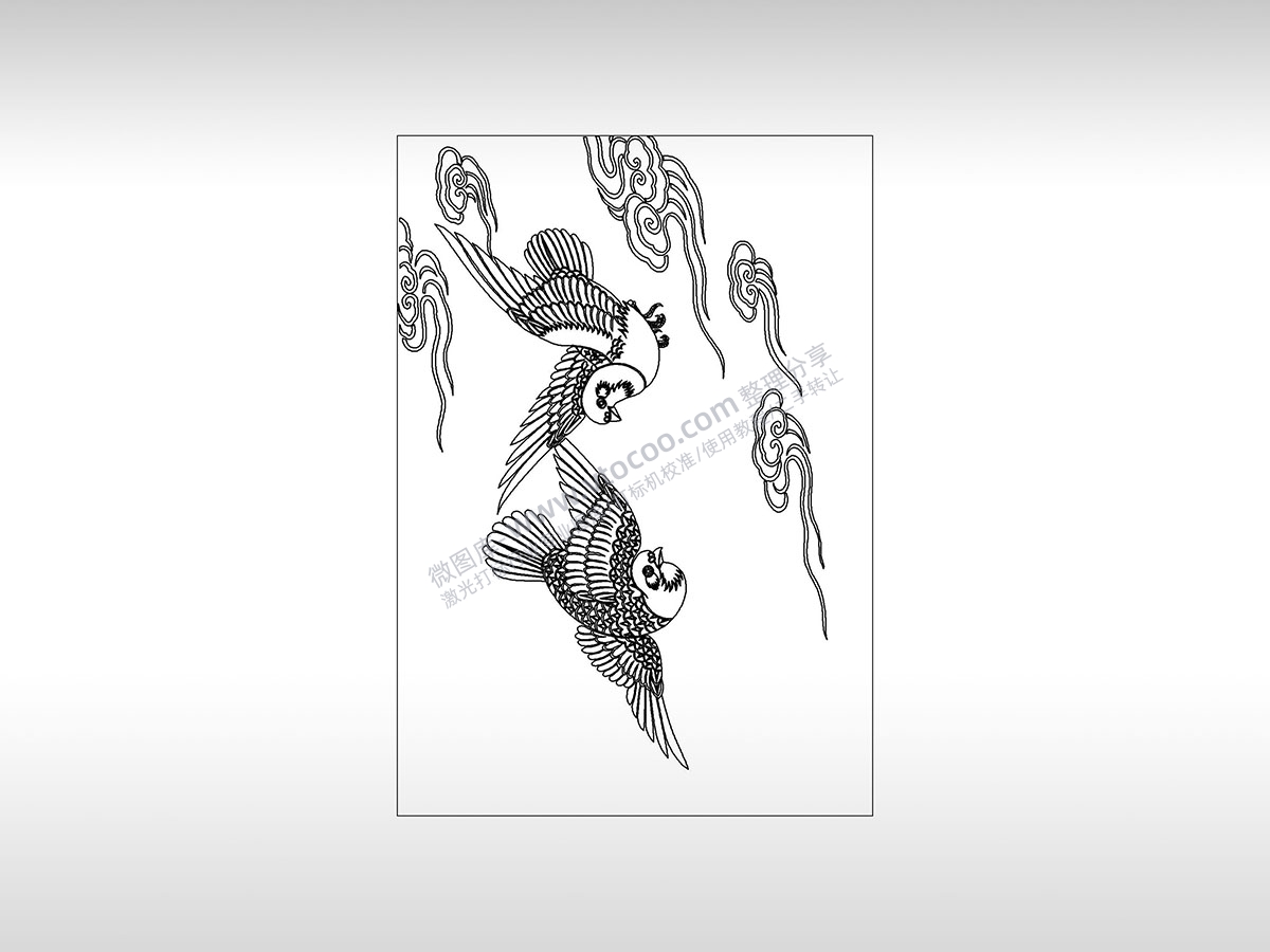 鸽子比翼双飞世界和平风吹自然风景PLT格式激光打标文件通用矢量图