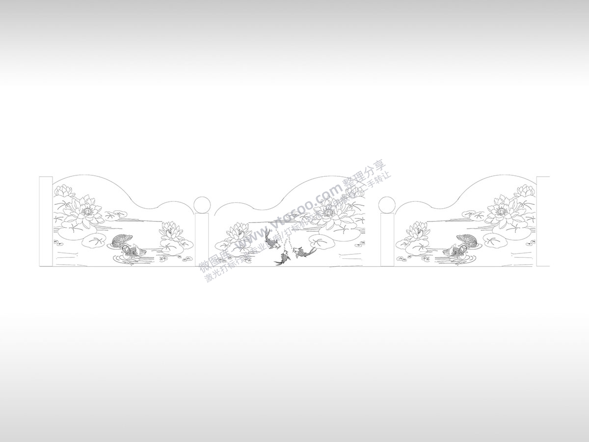 鸟语花香图案组合荷花鸭鱼莲花艺术图激光打标机通用矢量图
