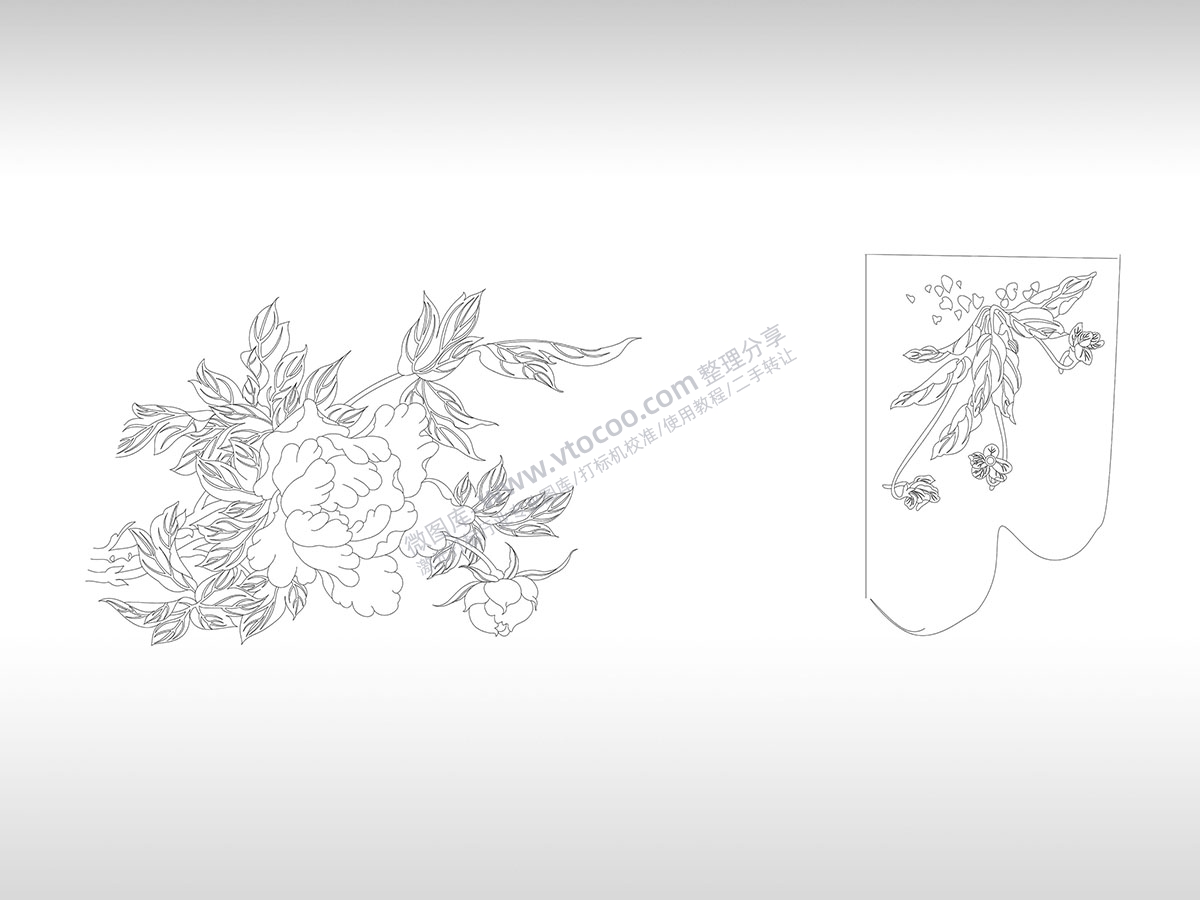 花朵图案组合花枝花瓣鲜花艺术合集PLT格式激光打标文件通用矢量图