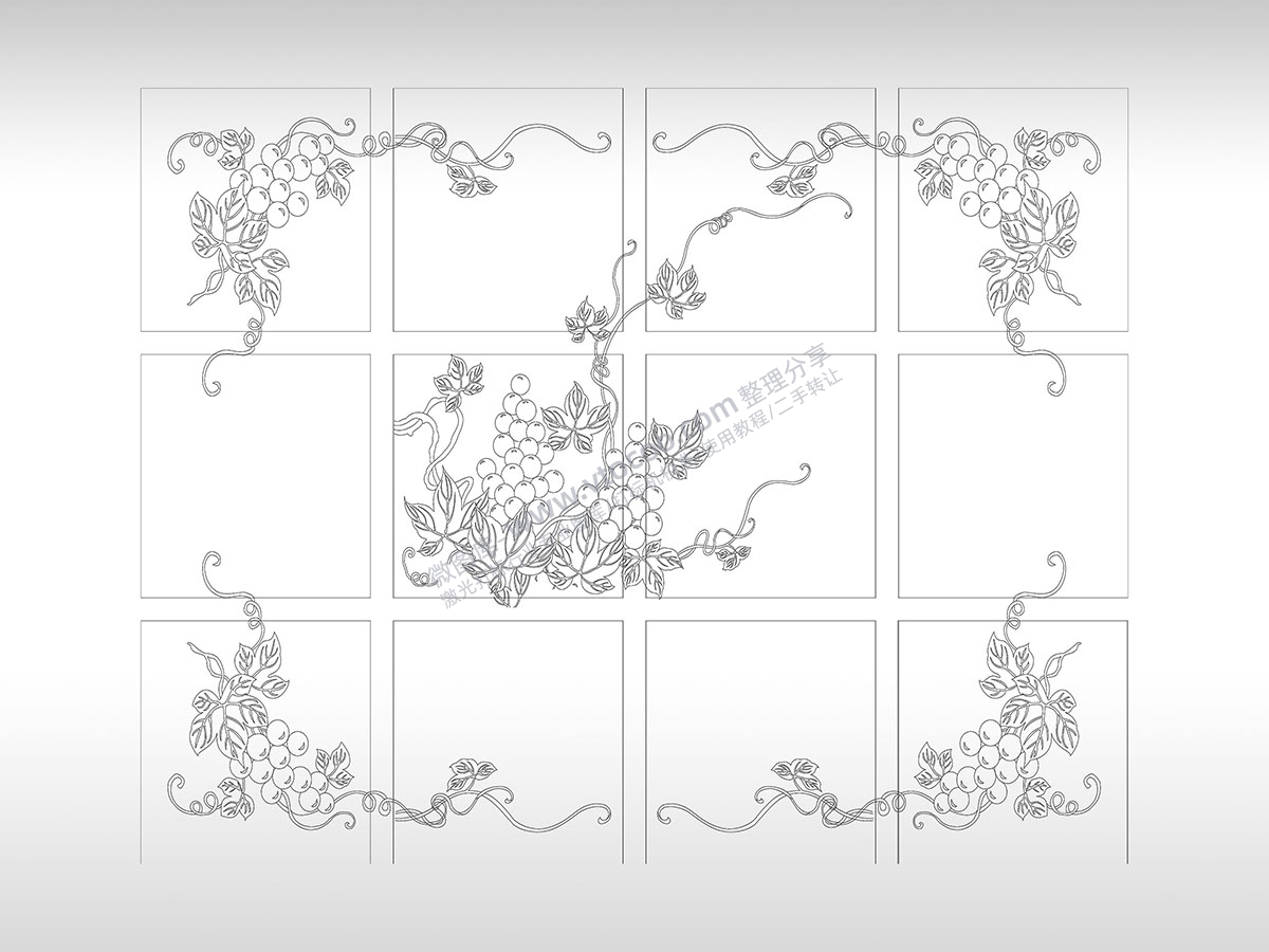 门框葡萄藤曼图PLT格式激光打标文件通用矢量图