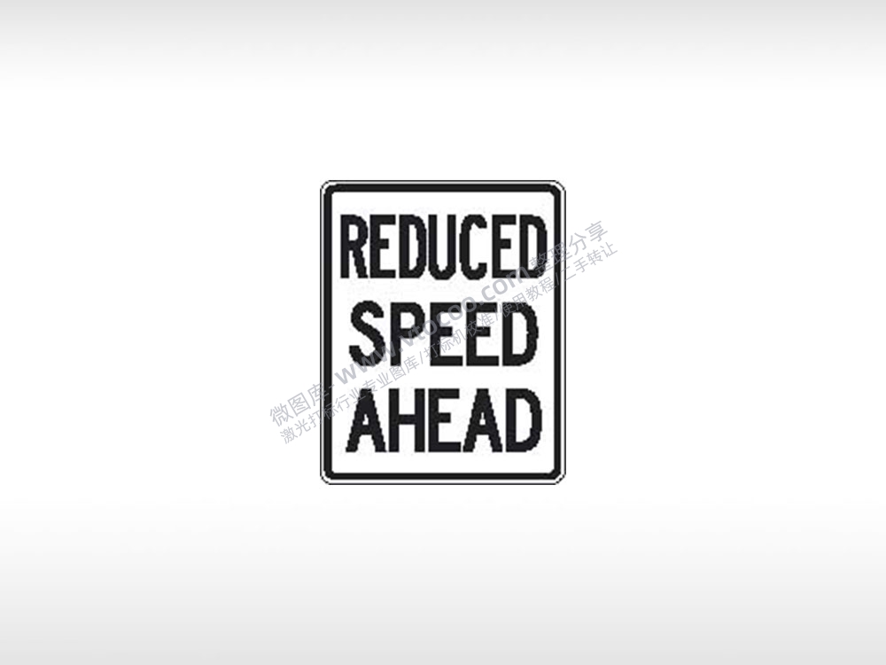 REDUCED SPEED AHEAD前方减速指示牌AI8.0格式激光打标文件通用矢量图