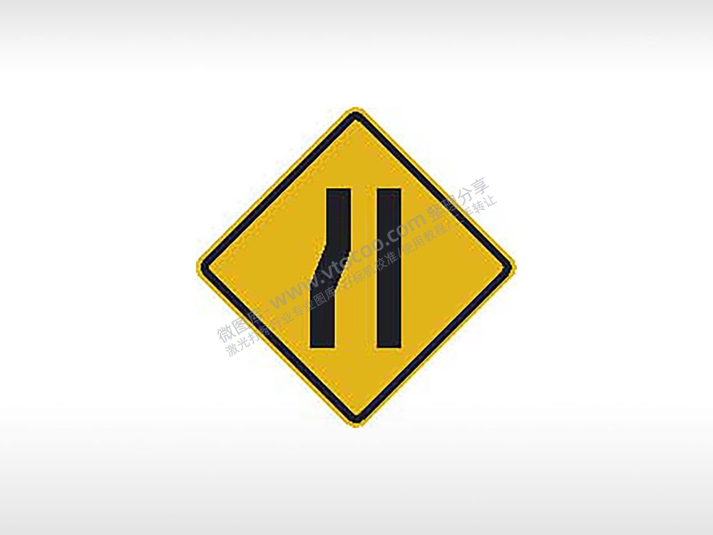 右侧变窄标志交通标志公共标志AI8.0格式激光打标文件通用矢量图
