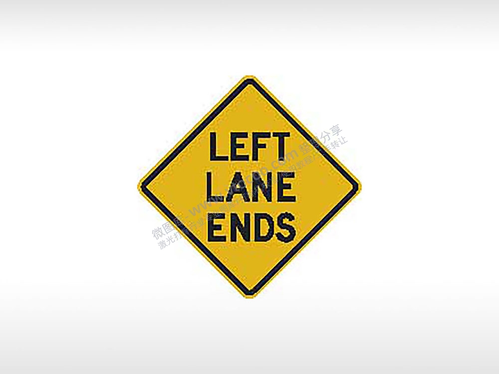 LEFT LANE ENDS左道路尽头交通标志