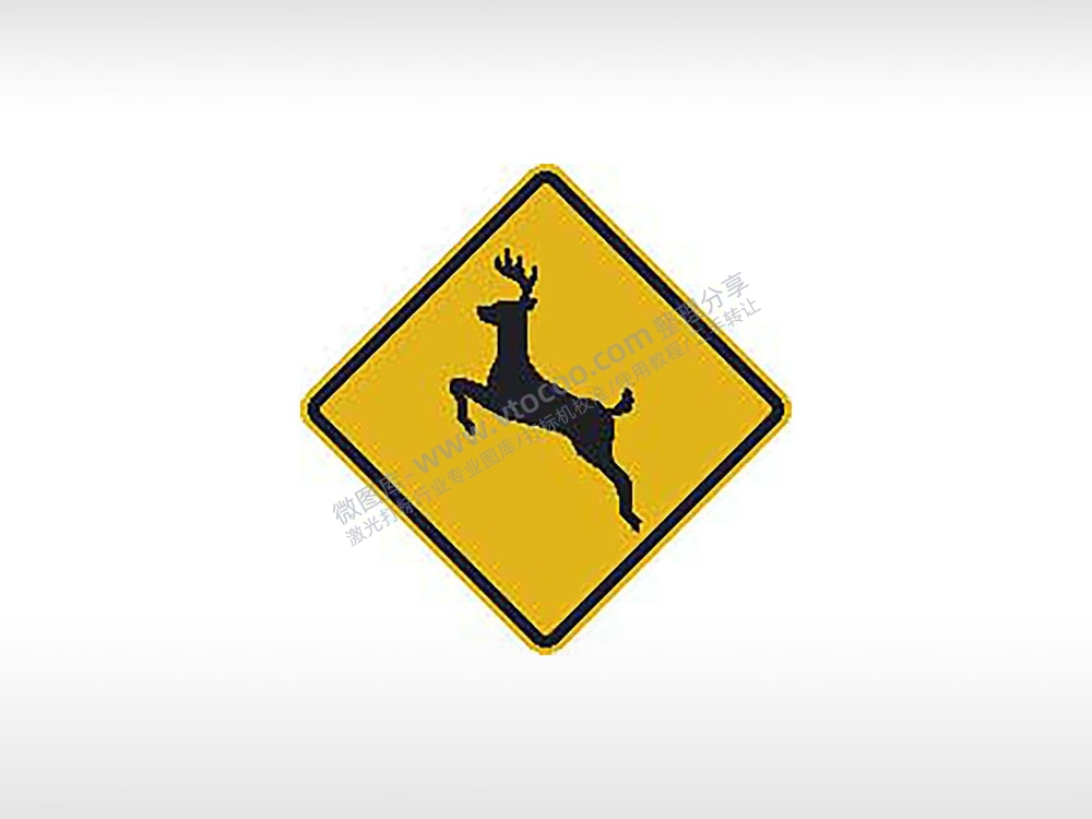 小心有有鹿出没交通标志公共标志AI8.0格式激光打标文件通用矢量图