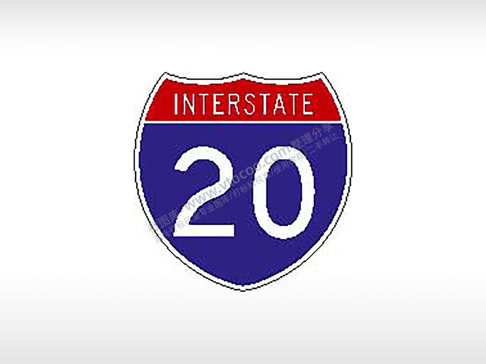 INTERSTATE20州际20州与州之间距离交通标志公共标志