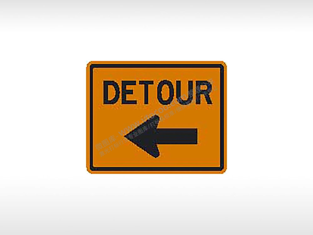 DETOUR向左绕行公共标志交通标志