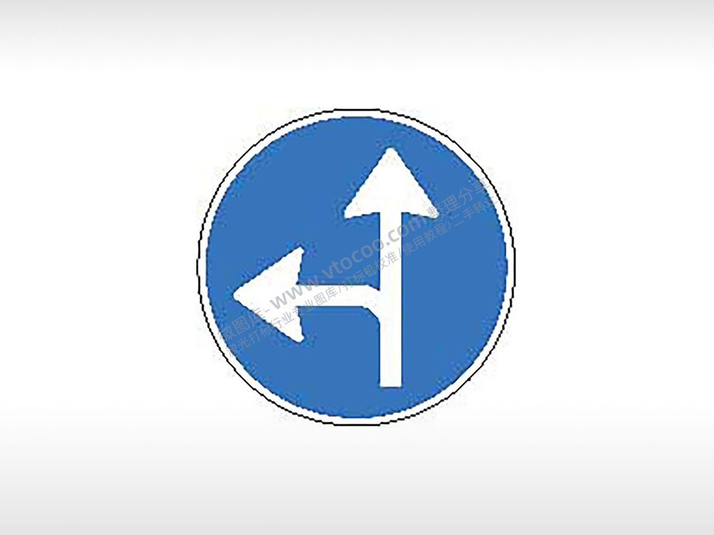 直行和向左转弯交通标志运输交通图标系列布告栏蓝色白色