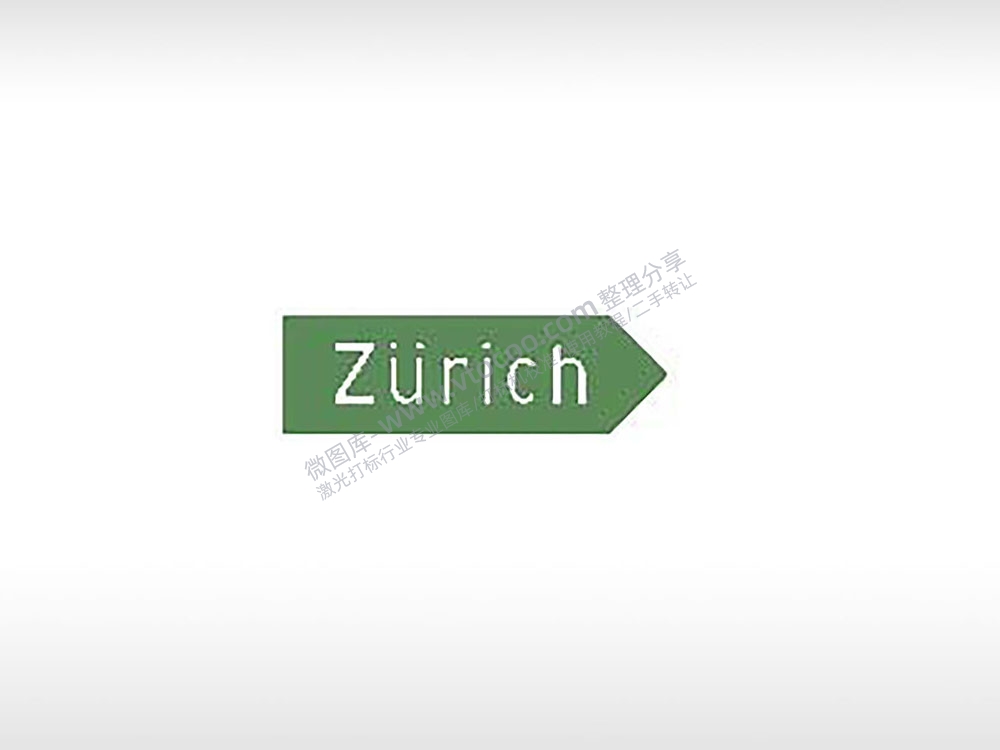 zurich苏黎世路标交通标志运输交通图标系列布告栏绿色白色