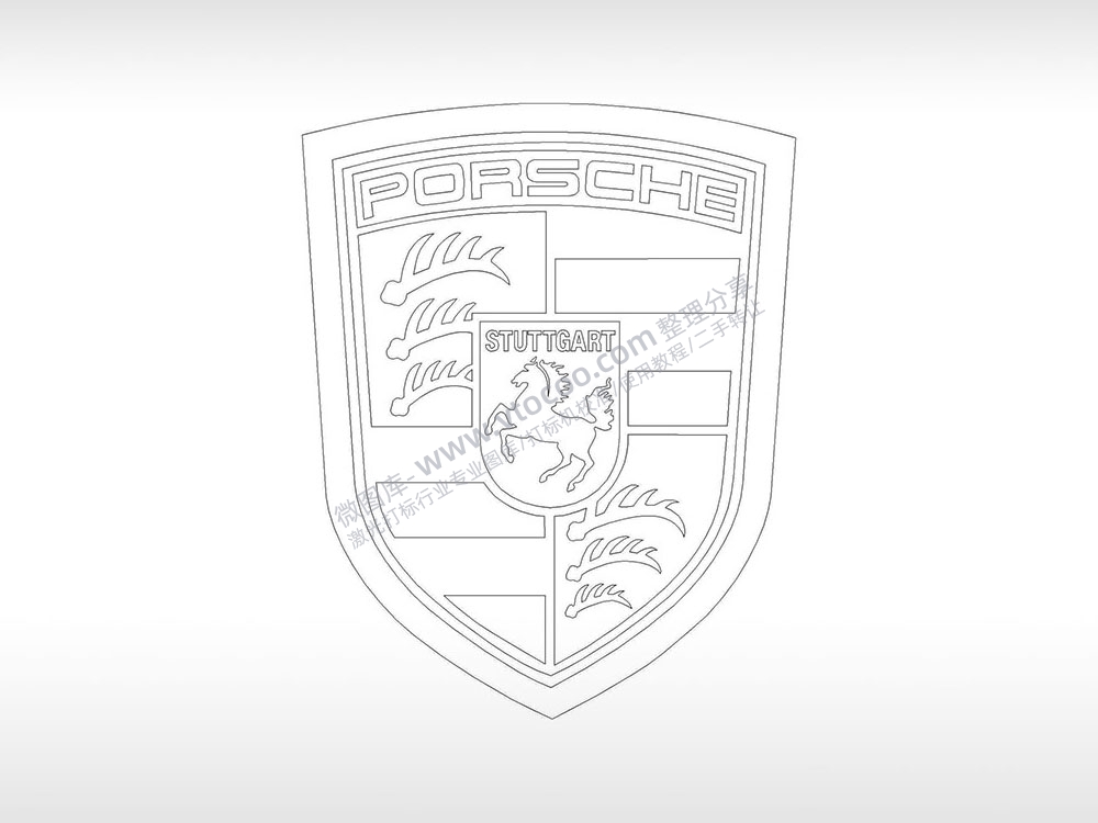 保时捷logo德国汽车交通工具PLC格式激光打标文件通用矢量图