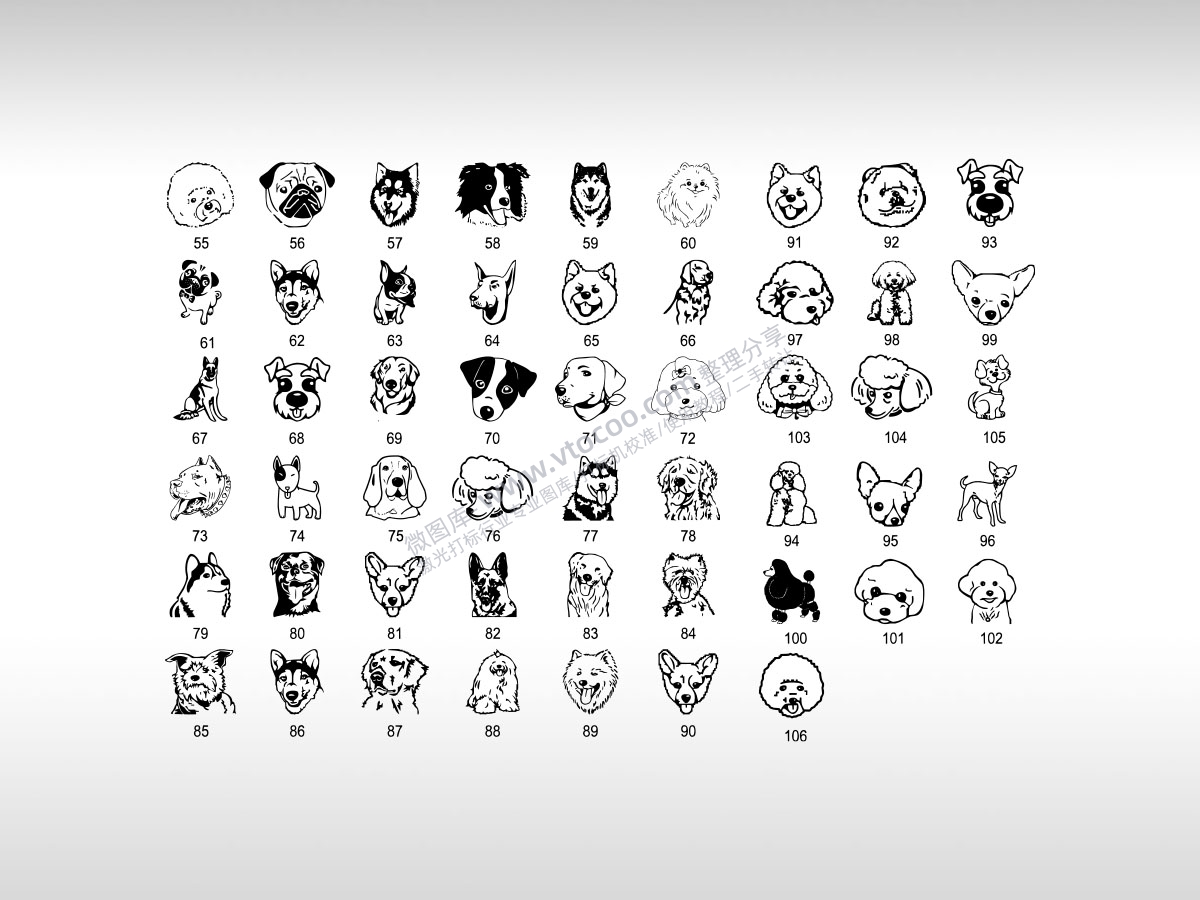 狗头狗子小狗可爱犬宠物玩伴儿激光打标矢量图文档