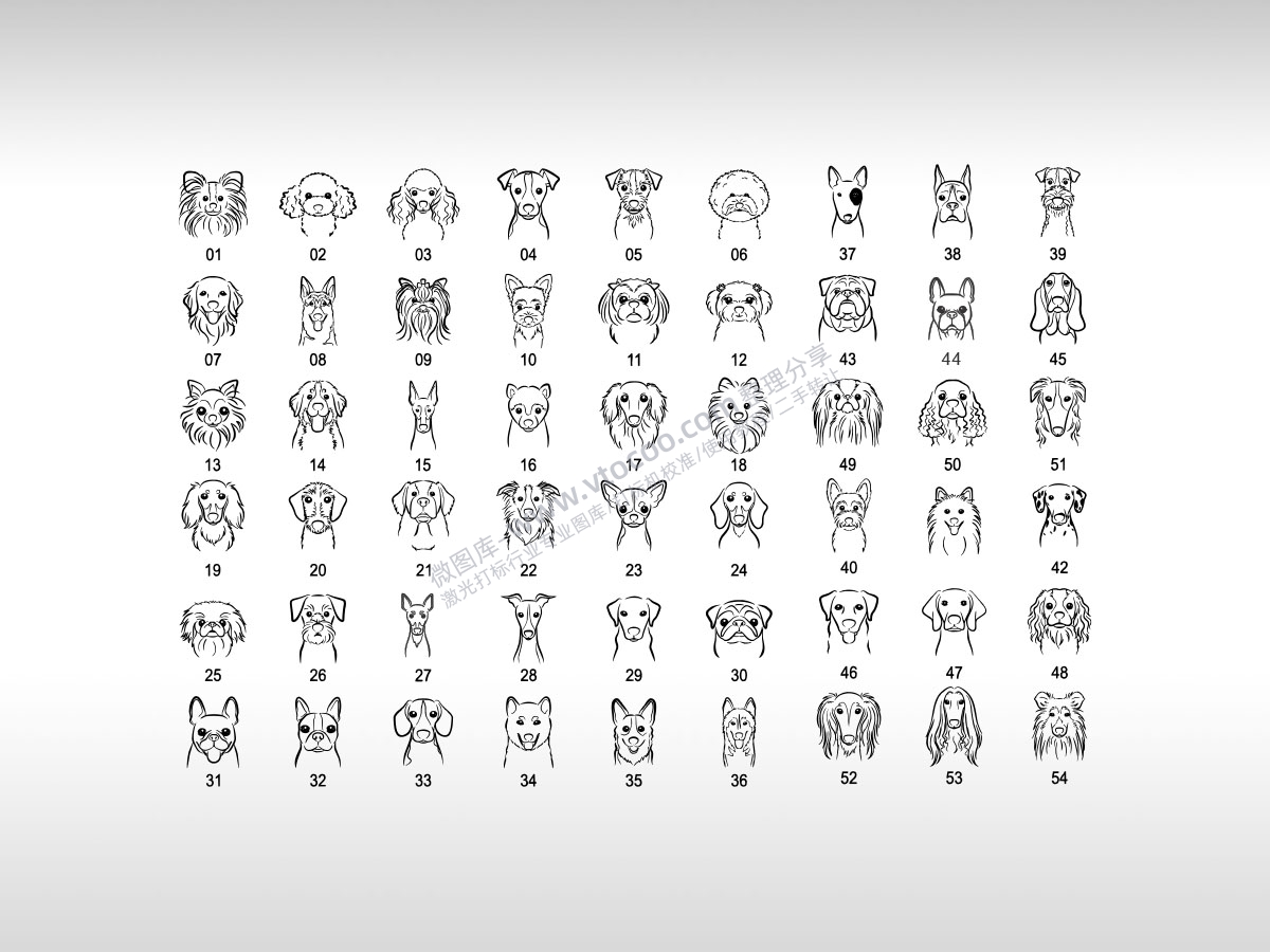 狗头狗子小狗可爱犬宠物玩伴儿激光打标矢量图文档