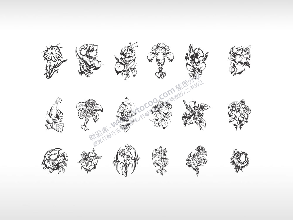 花朵图案组合花簇花枝花瓣鲜花艺术图案花纹矢量图文档